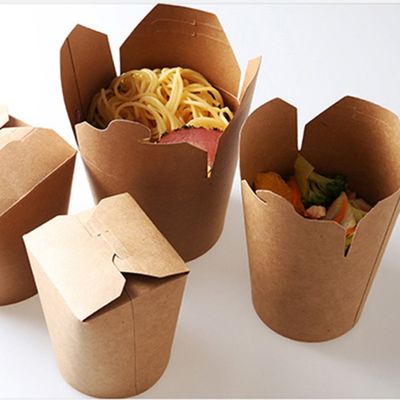 caixa de papel descartável biodegradável do macarronete dos utensílios de mesa 8oz 12oz do círculo 250ml dobrável