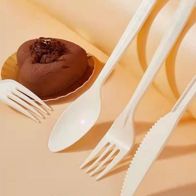 colheres biodegradáveis dos utensílios de mesa 150mm da fécula de milho de 6In Eco e faqueiro de abastecimento da faca das forquilhas