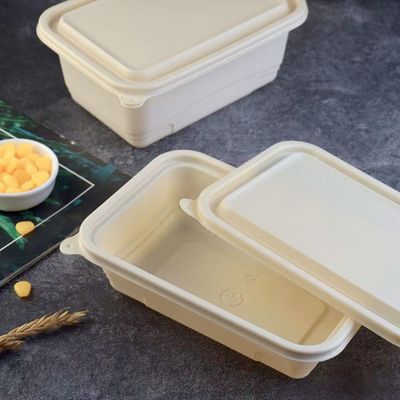 Caixa Compostable descartável do empacotamento de fast food da lancheira da refeição da fécula de milho 500 600ML