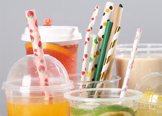 palhas biodegradáveis coloridas de papel duráveis das palhas bebendo do partido de 7.75in para bebidas quentes