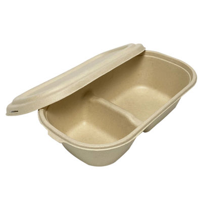 dos utensílios de mesa biodegradáveis do bagaço de 850ml 1000ml recipiente à prova de graxa da micro-ondas com tampa