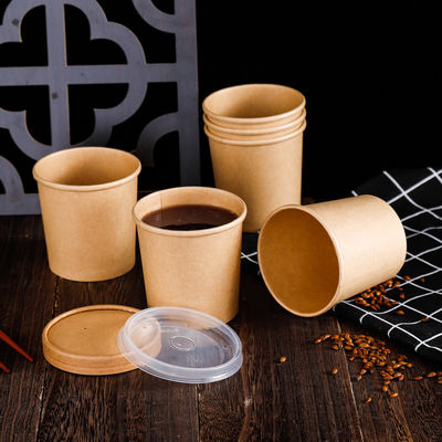 16OZ 26oz Kraft levam embora copos biodegradáveis descartáveis amigáveis da sopa dos recipientes de alimento de Eco