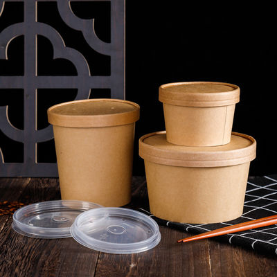 16OZ 26oz Kraft levam embora copos biodegradáveis descartáveis amigáveis da sopa dos recipientes de alimento de Eco