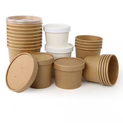 16OZ 26oz Kraft levam embora copos biodegradáveis descartáveis amigáveis da sopa dos recipientes de alimento de Eco