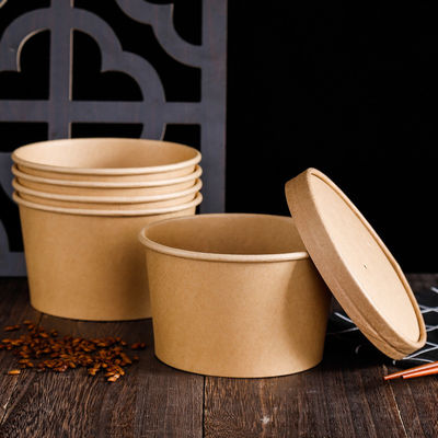 16OZ 26oz Kraft levam embora copos biodegradáveis descartáveis amigáveis da sopa dos recipientes de alimento de Eco