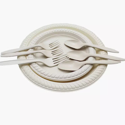placas descartáveis da fécula de milho 10in redonda de 9in biodegradáveis em volta dos utensílios de mesa da placa
