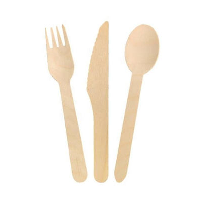 faca e colher de madeira de madeira descartáveis da forquilha da cutelaria 150mm do vidoeiro biodegradável de 140mm