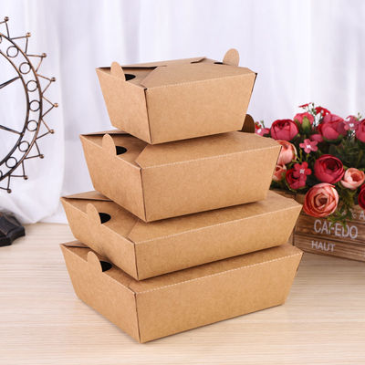 Caixas biodegradáveis Takeway Bento Lunch Box Kraft Paper do empacotamento de alimento