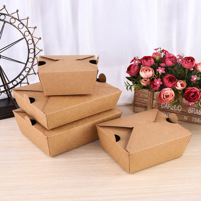 Caixas biodegradáveis Takeway Bento Lunch Box Kraft Paper do empacotamento de alimento