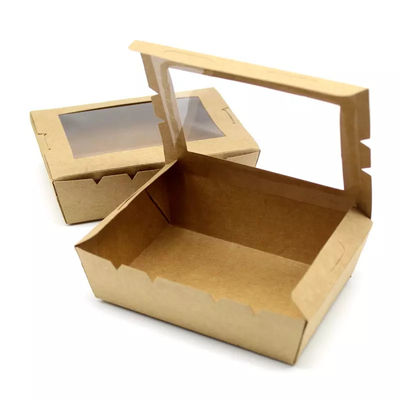 Caixa descartável biodegradável do empacotamento de alimento dos utensílios de mesa da salada 337gsm com janela
