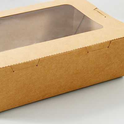 Caixa descartável biodegradável do empacotamento de alimento dos utensílios de mesa da salada 337gsm com janela