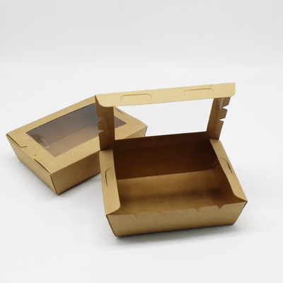 Caixa descartável biodegradável do empacotamento de alimento dos utensílios de mesa da salada 337gsm com janela