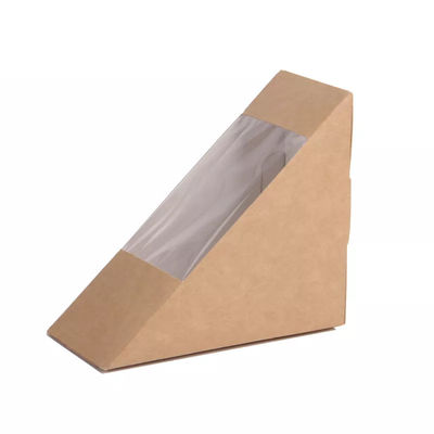 Caixa de empacotamento do sanduíche do almoço afastado do cartão do papel do alimento de Brown Kraft com janela