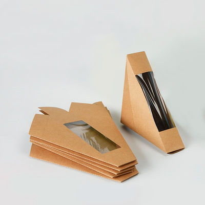 Caixa de empacotamento do sanduíche do almoço afastado do cartão do papel do alimento de Brown Kraft com janela