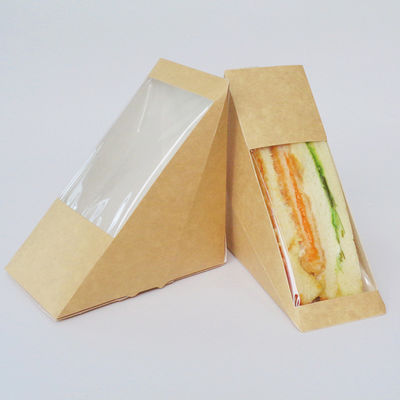 Caixa de empacotamento do sanduíche do almoço afastado do cartão do papel do alimento de Brown Kraft com janela