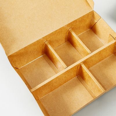 3 4 utensílios de mesa descartáveis biodegradáveis Bento Paper Lunch Box Kraft de 5 compartimentos 3MM