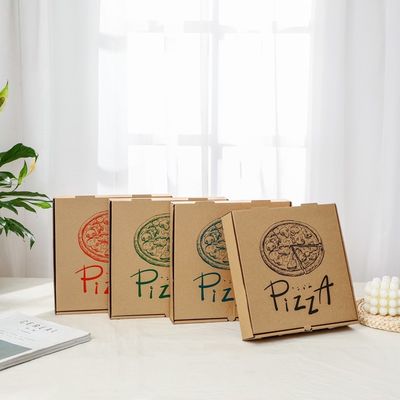 caixa impressa da pizza do cartão dos utensílios de mesa 9 10 12inch costume descartável biodegradável