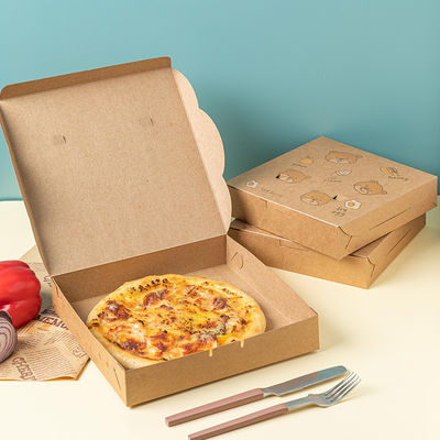 caixa impressa da pizza do cartão dos utensílios de mesa 9 10 12inch costume descartável biodegradável