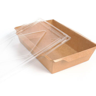 recipientes de alimento descartáveis do papel de embalagem Tray Sushi Food Box 300gsm de 500ml 600ml com tampas
