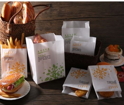 40gsm ao saco de papel à prova de graxa amigável CMYK do fast food de 150gsm Eco para o alimento do óleo