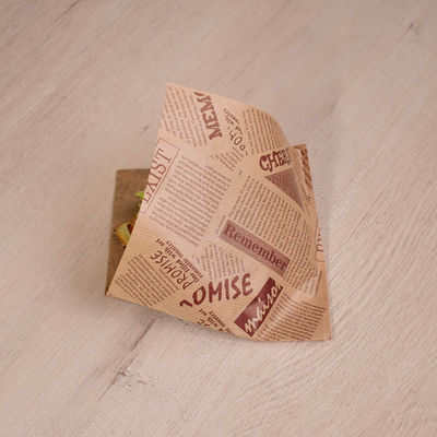 o sanduíche aberto dobro à prova de graxa do papel do saco 45gsm de 13x13cm ensaca o bolso do envoltório do hamburguer