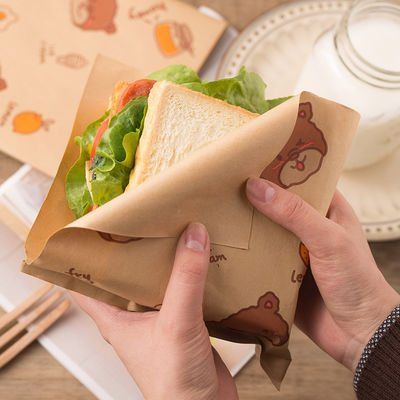 o sanduíche aberto dobro à prova de graxa do papel do saco 45gsm de 13x13cm ensaca o bolso do envoltório do hamburguer