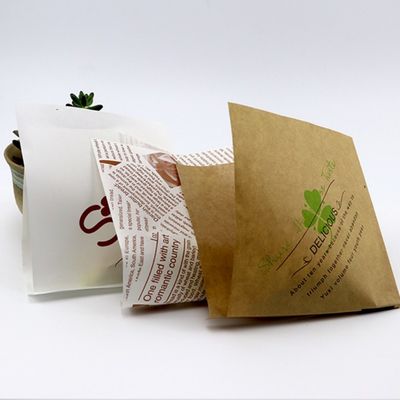 o sanduíche aberto dobro à prova de graxa do papel do saco 45gsm de 13x13cm ensaca o bolso do envoltório do hamburguer