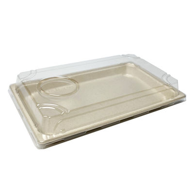 sushi biodegradável Tray With Pet Lid dos utensílios de mesa do bagaço do fast food da louça 11g