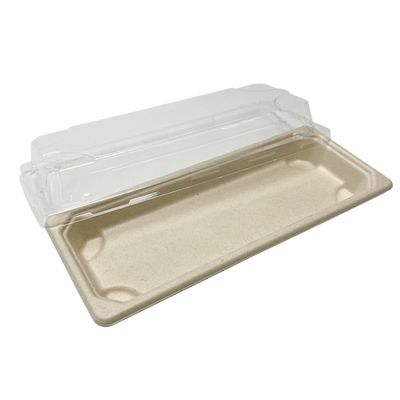 sushi biodegradável Tray With Pet Lid dos utensílios de mesa do bagaço do fast food da louça 11g