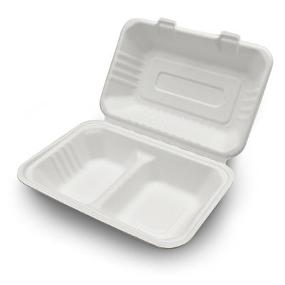 O recipiente de alimento articulado do bagaço da cana-de-açúcar de 7 x de 5in polpa biodegradável remove a lancheira