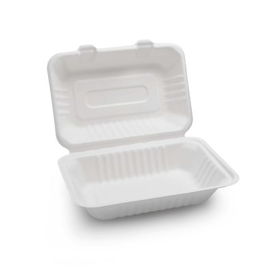 O recipiente de alimento articulado do bagaço da cana-de-açúcar de 7 x de 5in polpa biodegradável remove a lancheira