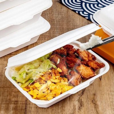 O recipiente de alimento articulado do bagaço da cana-de-açúcar de 7 x de 5in polpa biodegradável remove a lancheira