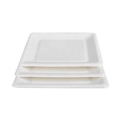 o papel Compostable amigável da cana-de-açúcar de 9in 10in Eco chapeia a placa quadrada do bolo da sobremesa
