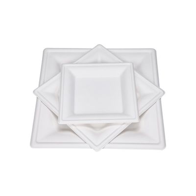 o papel Compostable amigável da cana-de-açúcar de 9in 10in Eco chapeia a placa quadrada do bolo da sobremesa