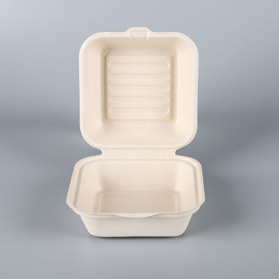 Parte superior biodegradável Nontoxic da polpa dos utensílios de mesa do bagaço 21g caixa do hamburguer do bagaço de 6 polegadas