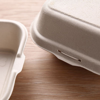 Parte superior biodegradável Nontoxic da polpa dos utensílios de mesa do bagaço 21g caixa do hamburguer do bagaço de 6 polegadas