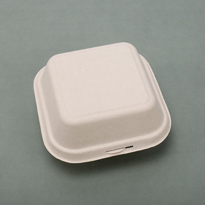 Parte superior biodegradável Nontoxic da polpa dos utensílios de mesa do bagaço 21g caixa do hamburguer do bagaço de 6 polegadas