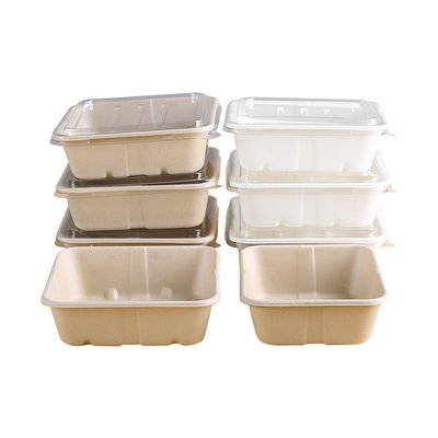 fast food biodegradável natural da salada dos utensílios de mesa do bagaço de 450ml 550ml Eco a ir recipientes