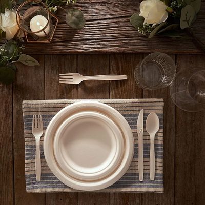 A cutelaria descartável Compostable sustentável das placas de Eco descartável remove recipientes de alimento