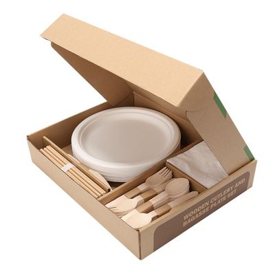 40 pessoas encalham o grupo Compostable de acampamento dos utensílios de mesa do hotel dos utensílios de mesa do partido