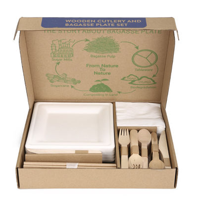 40 pessoas encalham o grupo Compostable de acampamento dos utensílios de mesa do hotel dos utensílios de mesa do partido