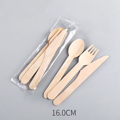 a cutelaria de madeira descartável do partido de jantar de 140mm ajustou facas e colheres biodegradáveis das forquilhas