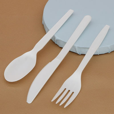 colheres biodegradáveis dos utensílios de mesa 150mm da fécula de milho de 6In Eco e faqueiro de abastecimento da faca das forquilhas