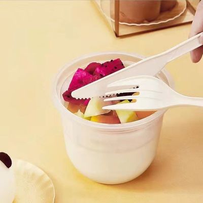 colheres biodegradáveis dos utensílios de mesa 150mm da fécula de milho de 6In Eco e faqueiro de abastecimento da faca das forquilhas