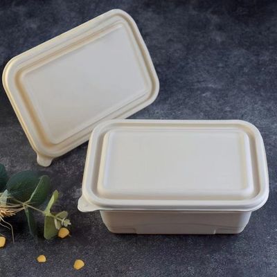 Caixa Compostable descartável do empacotamento de fast food da lancheira da refeição da fécula de milho 500 600ML