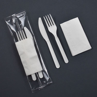 os utensílios de mesa biodegradáveis da fécula de milho 6inch envolveram individualmente o grupo descartável da cutelaria