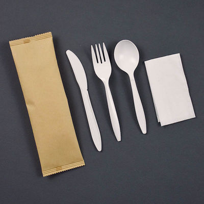 os utensílios de mesa biodegradáveis da fécula de milho 6inch envolveram individualmente o grupo descartável da cutelaria
