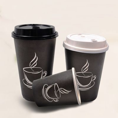 o costume 2.5oz imprimiu copos da parede do café descartável preto dos copos de café 8oz únicos