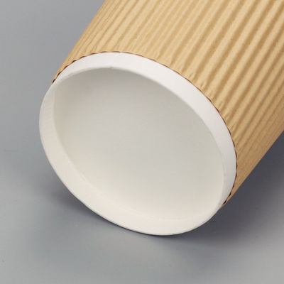Parede reciclável do Tripple dos copos de papel da ondinha do PLA 12oz Kraft de 90MM picosegundo para o café