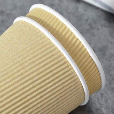 Parede reciclável do Tripple dos copos de papel da ondinha do PLA 12oz Kraft de 90MM picosegundo para o café